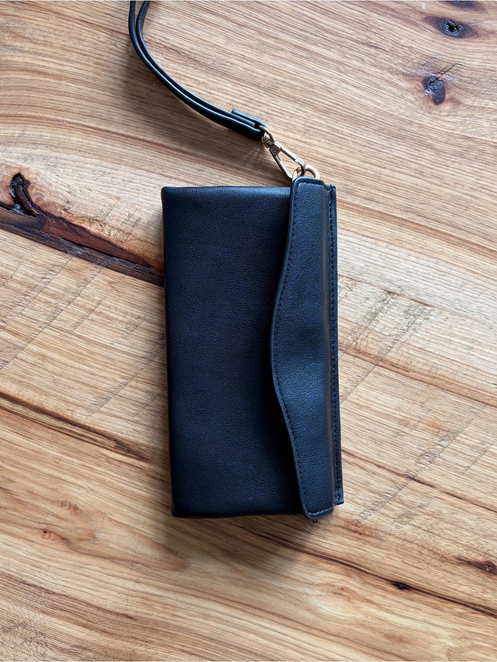 Black Faux Leather Wristlet Wallet